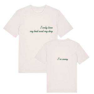 T-shirt dog lover crème en coton bio avec message à l'avant et au dos