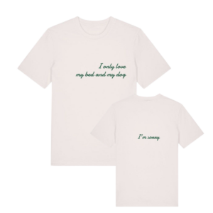 T-shirt dog lover crème en coton bio avec message à l'avant et au dos