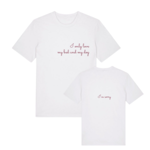 T-shirt dog lover blanc en coton bio avec message à l'avant et au dos